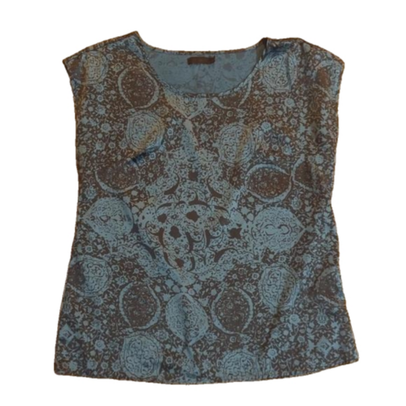 The Limited Tops - The Limited Teal Brown Blouse Large